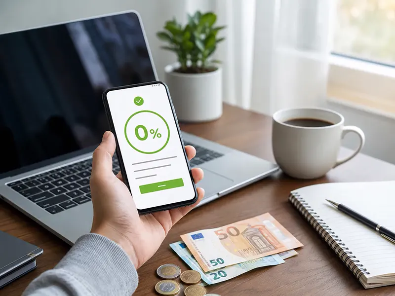 Безлихвен кредит с 0% лихва на смартфон до лаптоп, евро банкноти и работен бележник